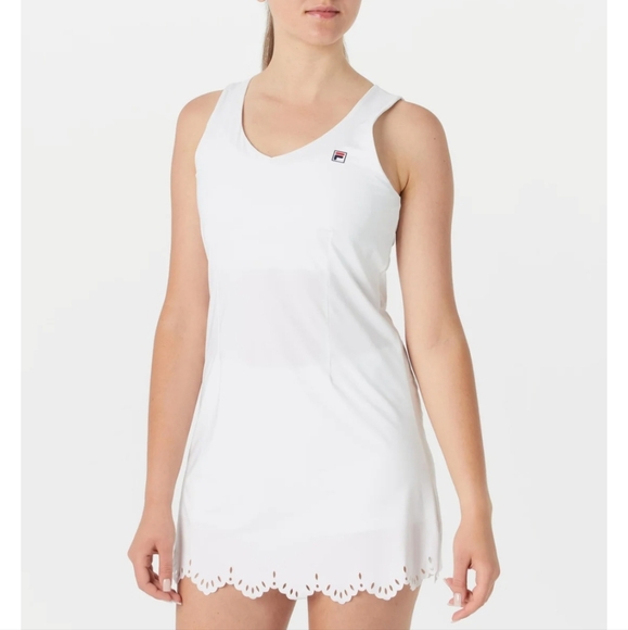 Fila dress Essentials Lasercut Women's tennis dress + shorts  white sz Large NEW - Picture 1 of 3